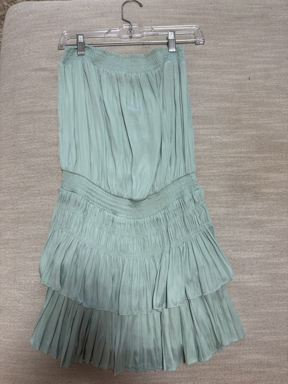 Mustard Seed Mint Tiered Pleated Mini Dress
